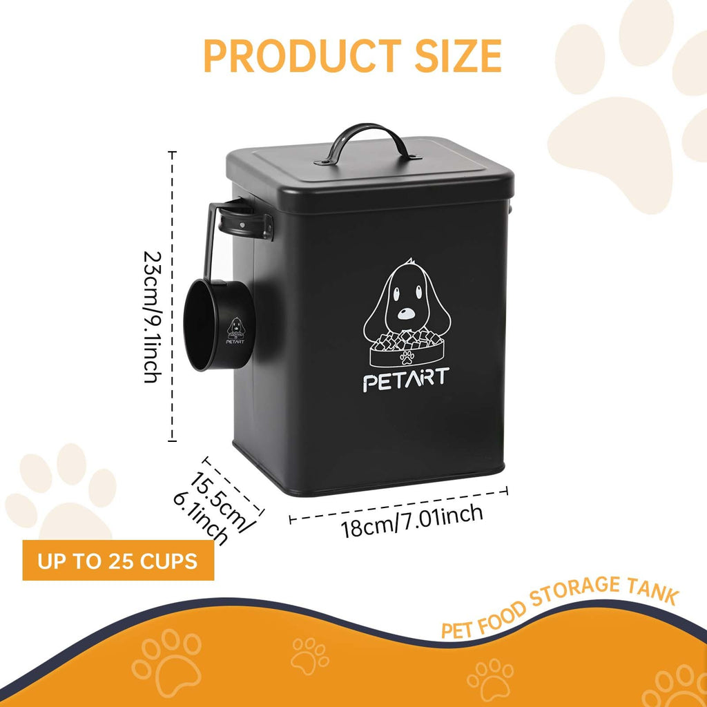 Airtight Pet Food Storage Bin – Metal Container with Scoop & Desiccant for Dog and Cat Food