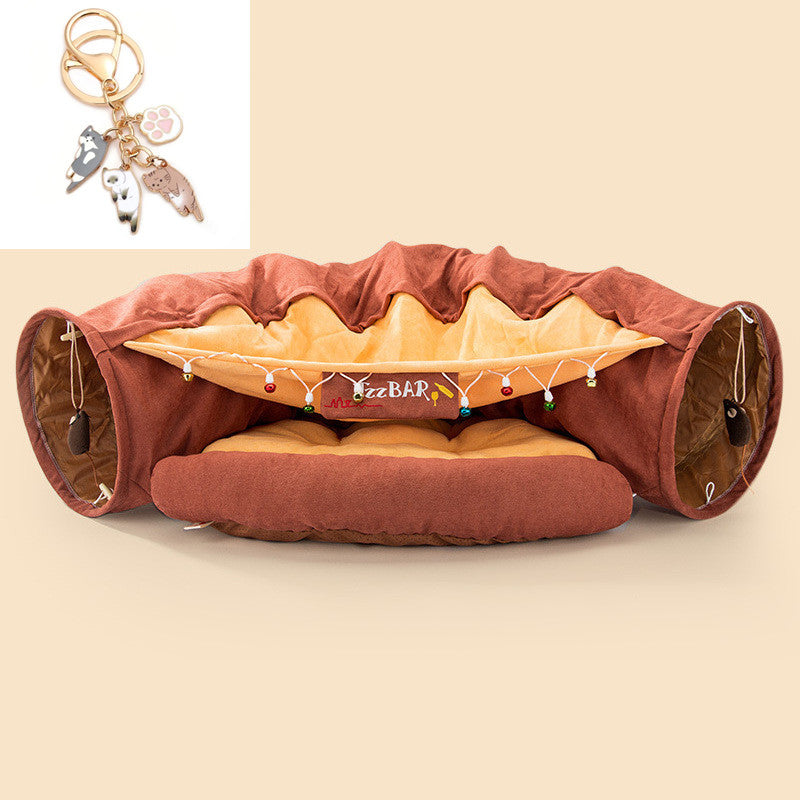 Deluxe Collapsible Cat Tunnel Bed – Washable & Multi-Functional Cozy Hideaway