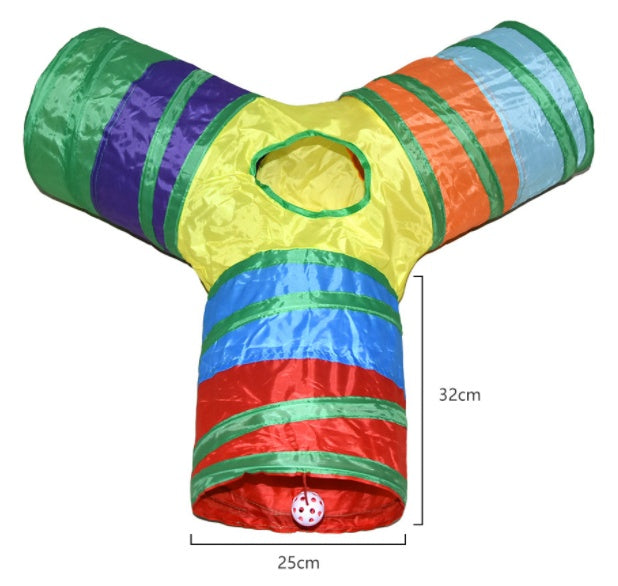Rainbow Cat Tunnel – Interactive Foldable Play Tunnel for Kittens & Indoor Pets