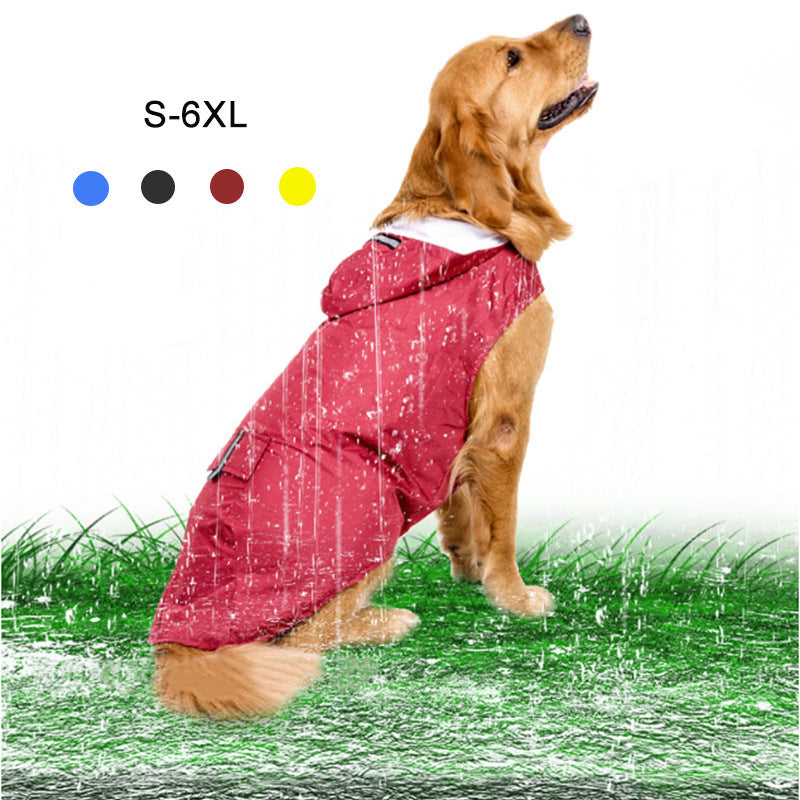 Reflective Waterproof Dog Raincoat – Hooded, Windproof & Lightweight for Large Breeds