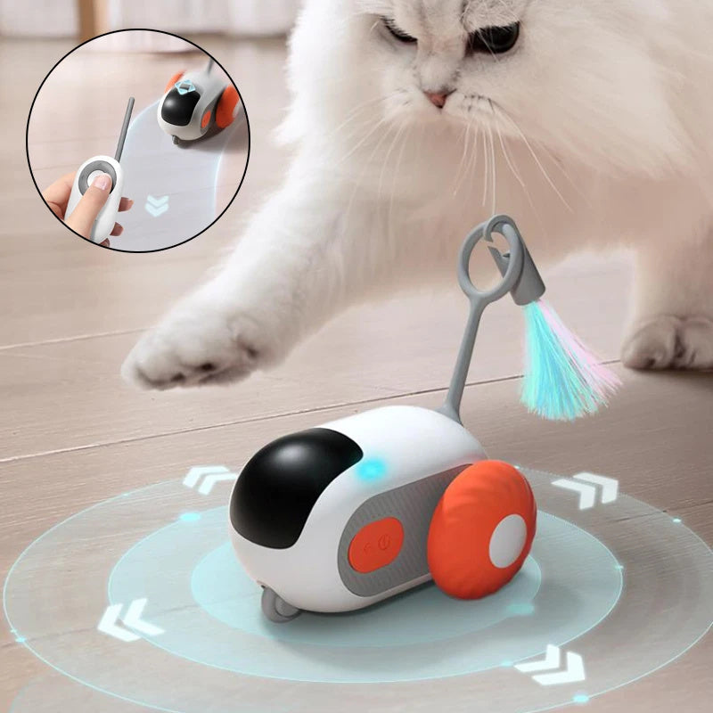 PurrMotion™ Remote Control Smart Cat Toy – USB Rechargeable, Interactive Chasing Car for Endless Feline Fun