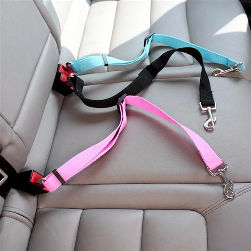 SafeRide™ Adjustable Dog Car Seat Belt Harness – Pet Safety Restraint Clip for Dogs & Cats, Universal Vehicle Seatbelt Attachment