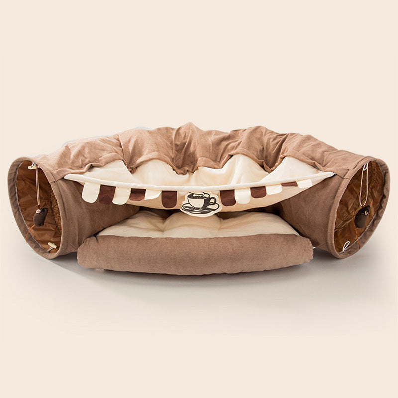 Deluxe Collapsible Cat Tunnel Bed – Washable & Multi-Functional Cozy Hideaway