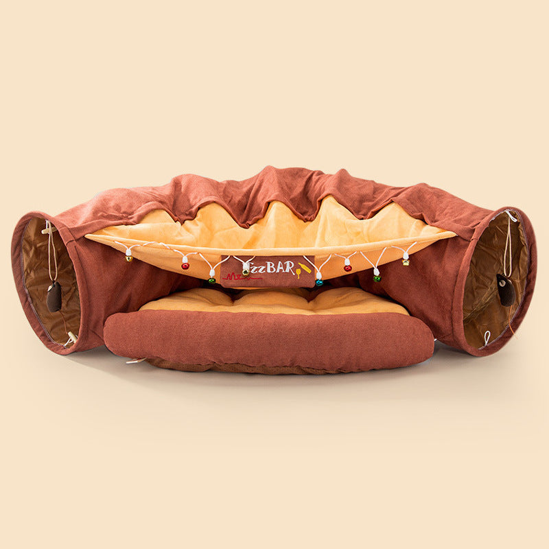 Deluxe Collapsible Cat Tunnel Bed – Washable & Multi-Functional Cozy Hideaway
