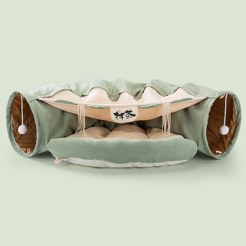 Deluxe Collapsible Cat Tunnel Bed – Washable & Multi-Functional Cozy Hideaway