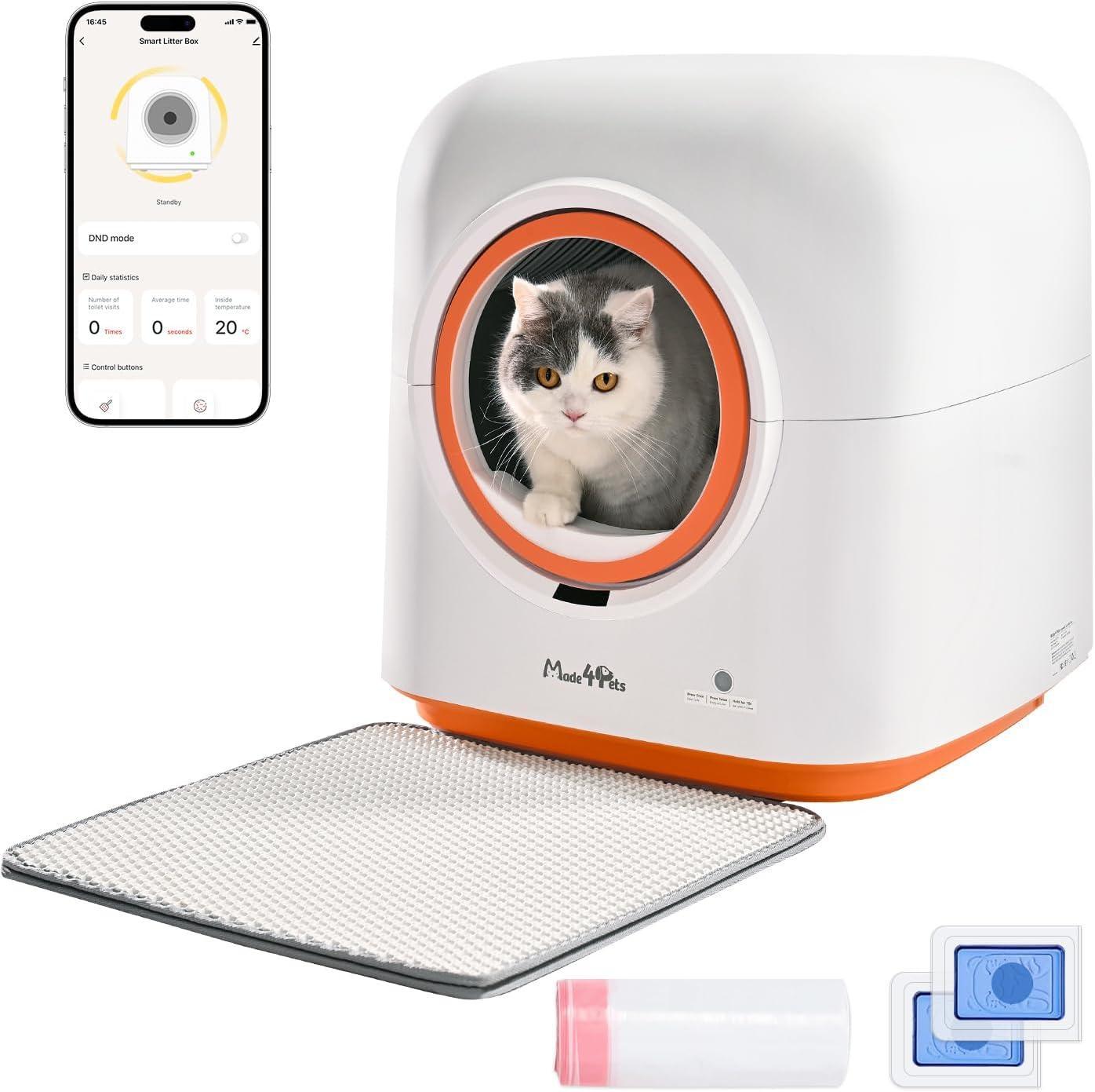 🛡️ PuraSense™ Smart Self-Cleaning Litter Box – 60L App-Controlled Odor-Free System