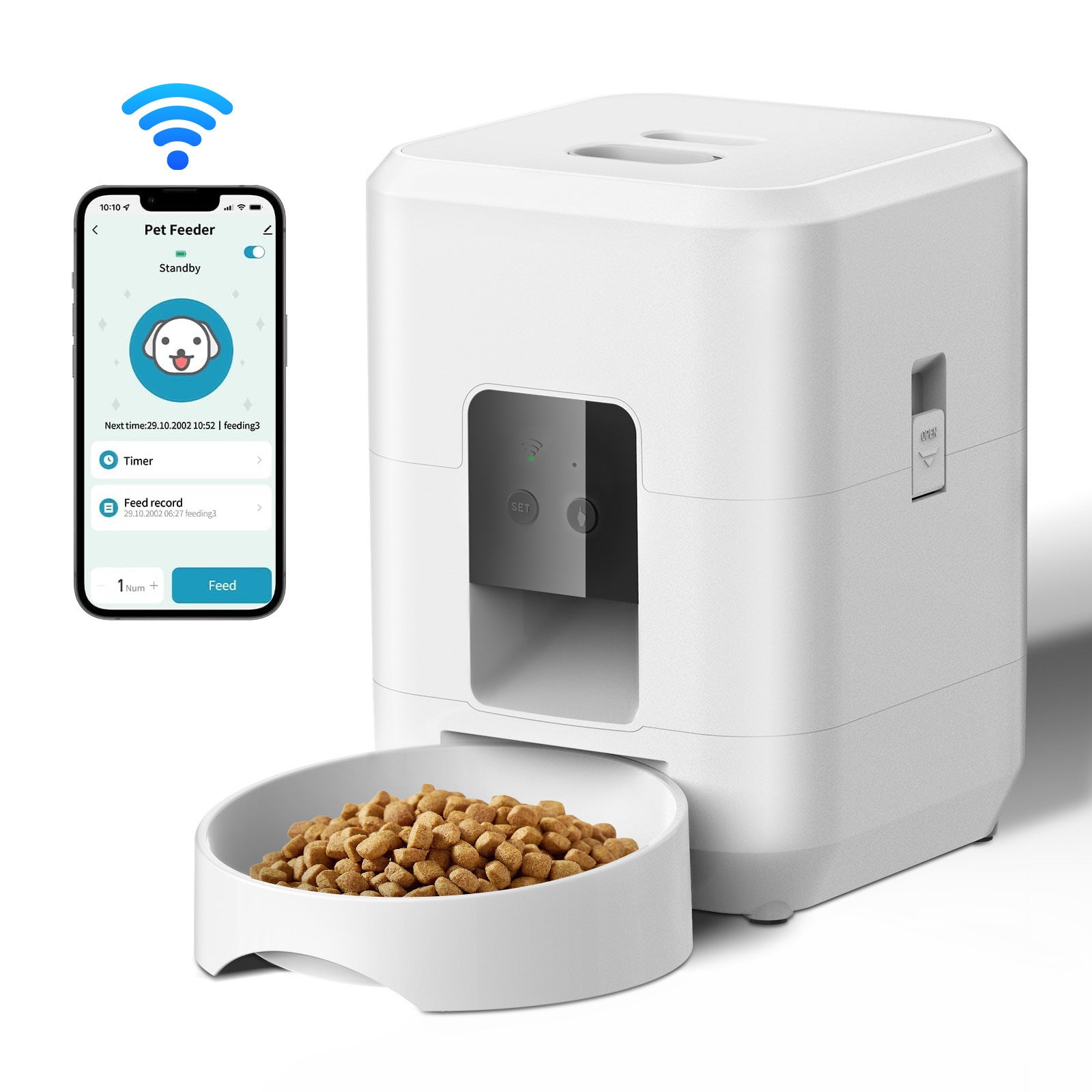 SmartFeeder Pro – WiFi Connected Automatic Pet Food Dispenser (with App Control)