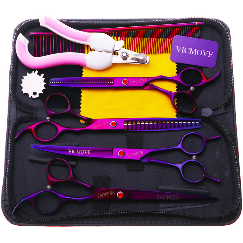 Professional Pet Grooming Scissors Kit – Stainless Steel Clippers Set for Dogs & Cats – Curved, Thinning & Straight Scissors with Case