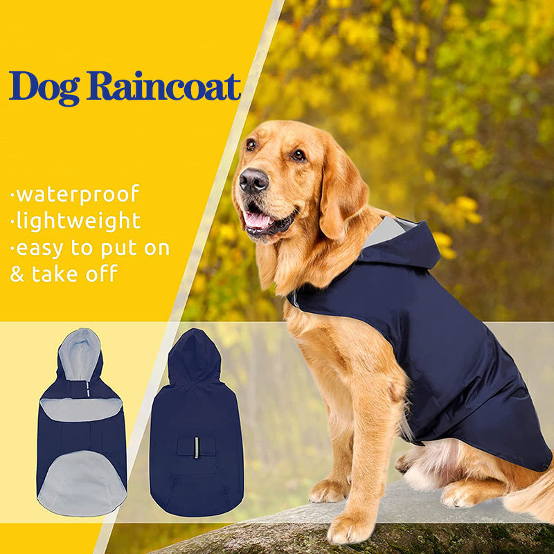 Reflective Waterproof Dog Raincoat – Hooded, Windproof & Lightweight for Large Breeds