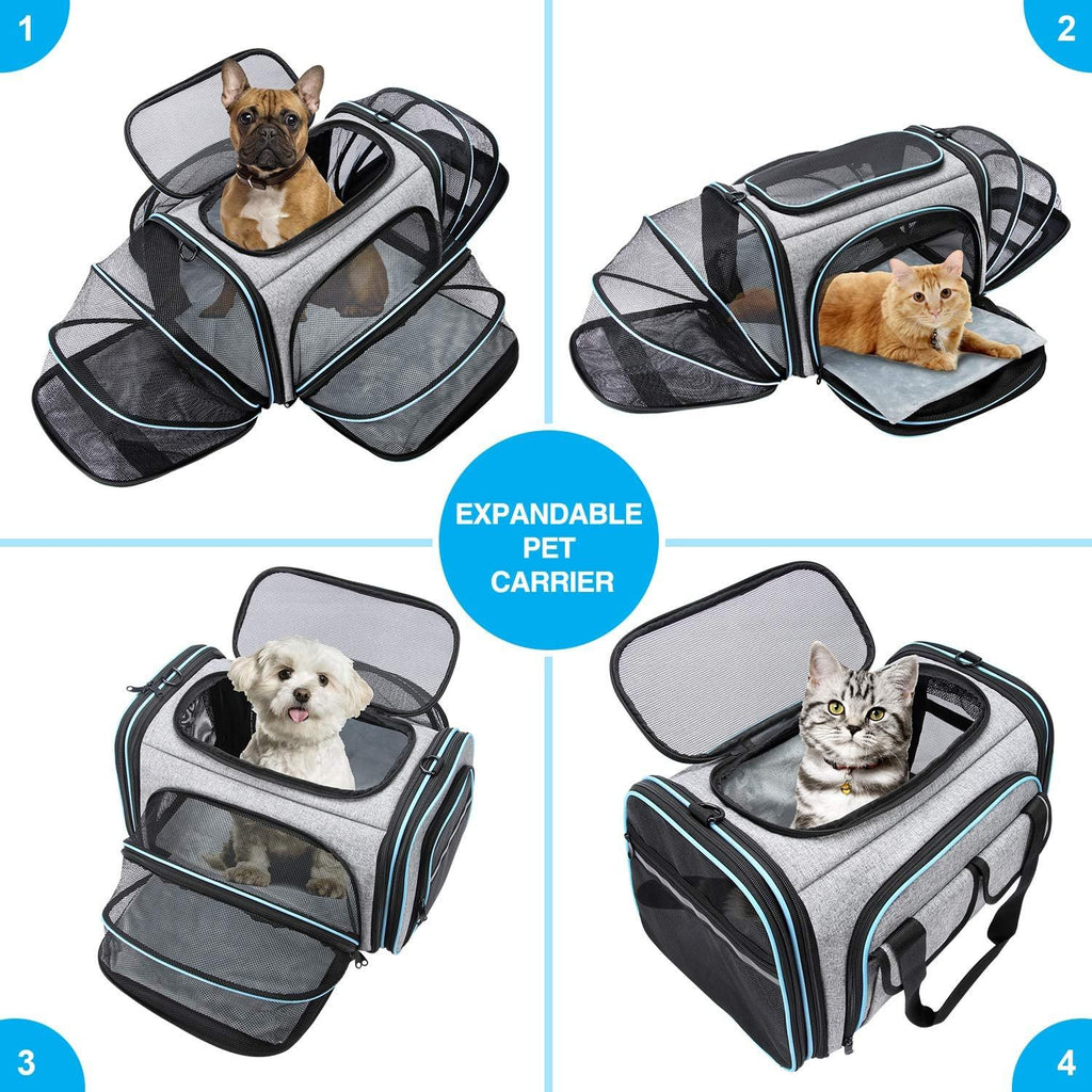 Premium Expandable Soft-Sided Pet Carrier – TSA Approved, 4-Way Ventilated with Removable Fleece Pad & Utility Pockets