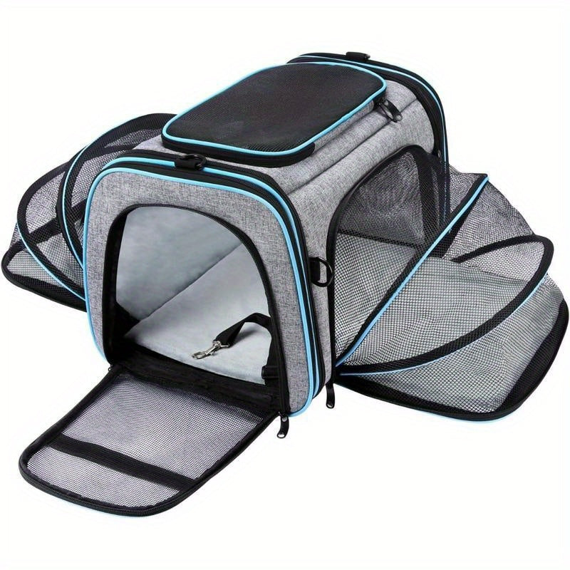 Premium Expandable Soft-Sided Pet Carrier – TSA Approved, 4-Way Ventilated with Removable Fleece Pad & Utility Pockets