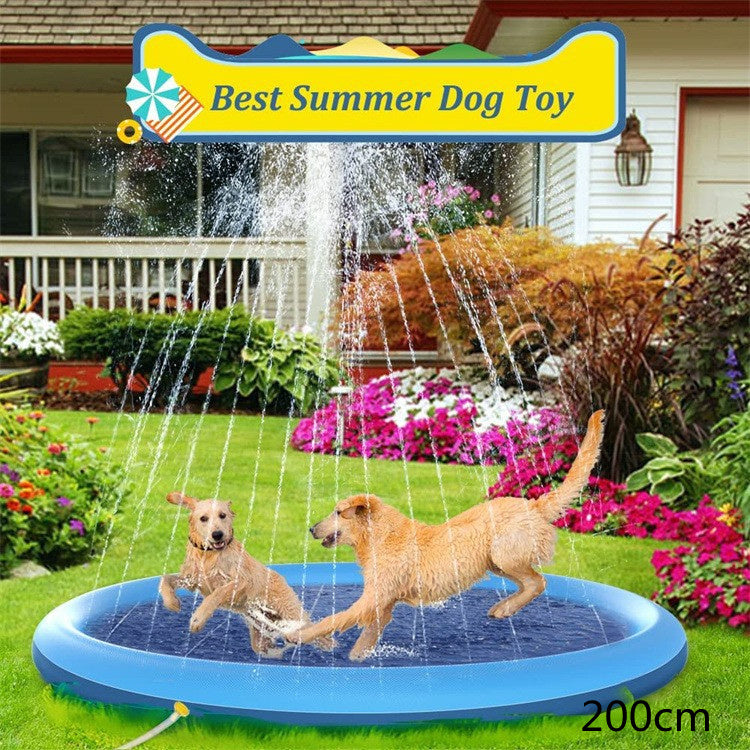 Non-Slip Splash Pad for Kids & Pets – Outdoor Summer Water Play Mat with Fountain Sprinkler – Fun Backyard Pool for Dogs & Toddlers