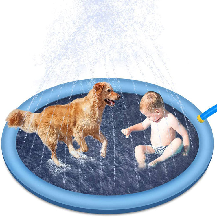 Non-Slip Splash Pad for Kids & Pets – Outdoor Summer Water Play Mat with Fountain Sprinkler – Fun Backyard Pool for Dogs & Toddlers