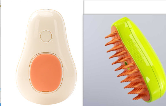 3-in-1 Steam Pet Grooming Brush – Avocado Shaped Self-Cleaning Electric Comb