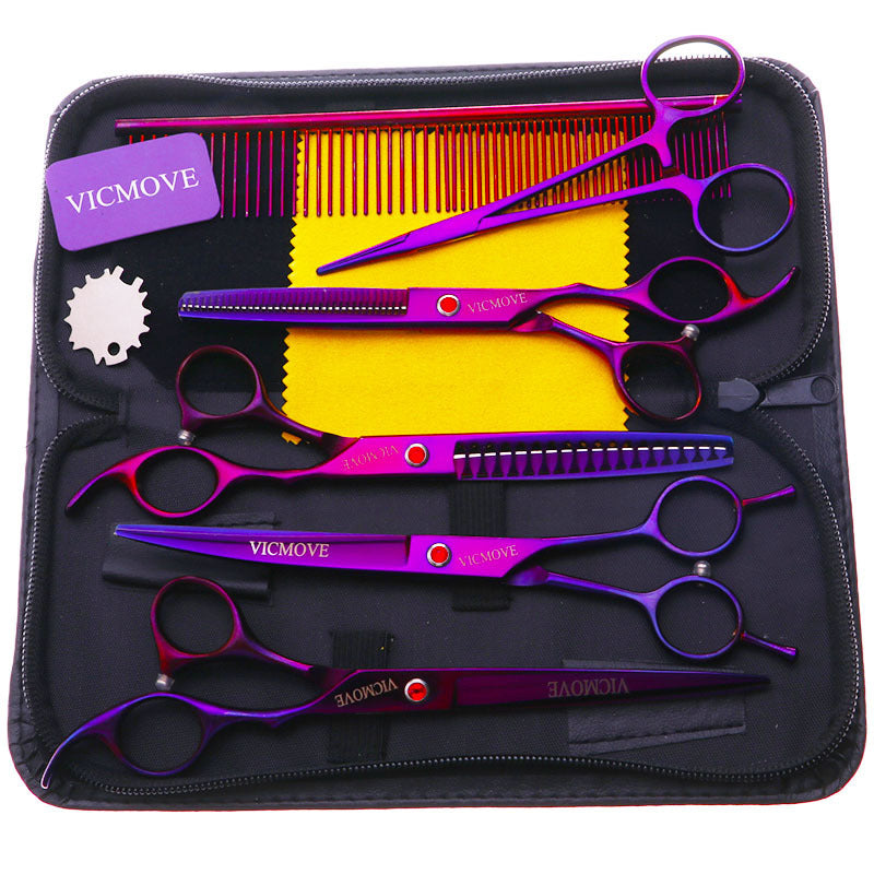 Professional Pet Grooming Scissors Kit – Stainless Steel Clippers Set for Dogs & Cats – Curved, Thinning & Straight Scissors with Case