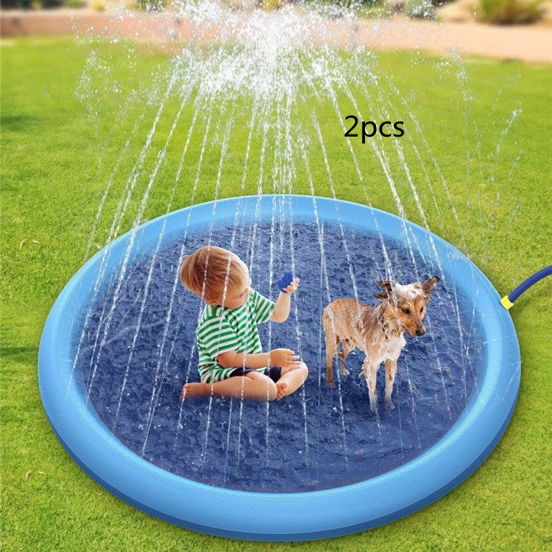 Non-Slip Splash Pad for Kids & Pets – Outdoor Summer Water Play Mat with Fountain Sprinkler – Fun Backyard Pool for Dogs & Toddlers
