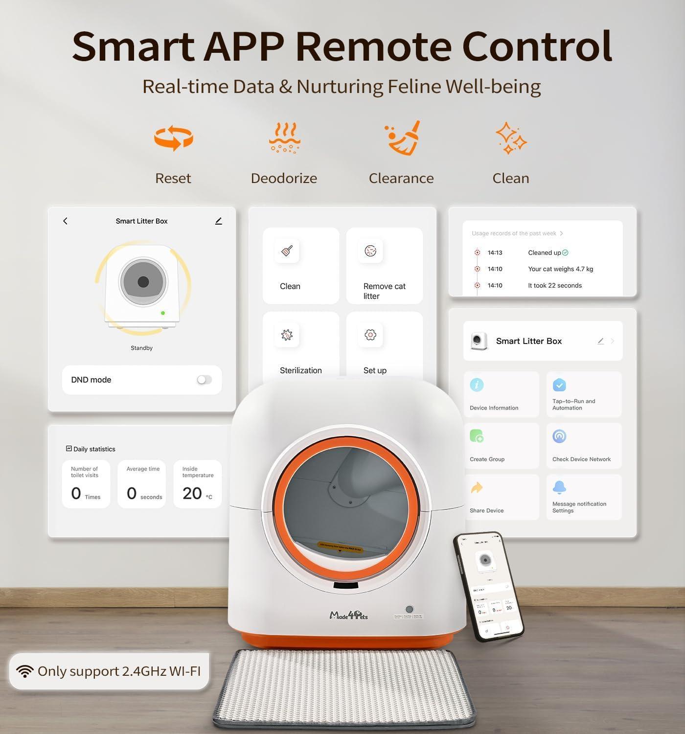 🛡️ PuraSense™ Smart Self-Cleaning Litter Box – 60L App-Controlled Odor-Free System