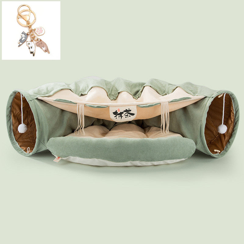 Deluxe Collapsible Cat Tunnel Bed – Washable & Multi-Functional Cozy Hideaway