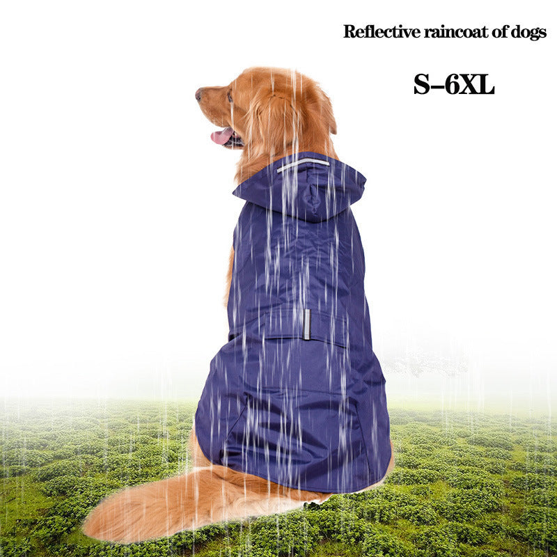 Reflective Waterproof Dog Raincoat – Hooded, Windproof & Lightweight for Large Breeds
