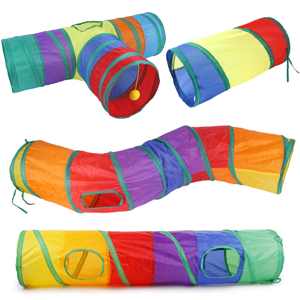 Rainbow Cat Tunnel – Interactive Foldable Play Tunnel for Kittens & Indoor Pets