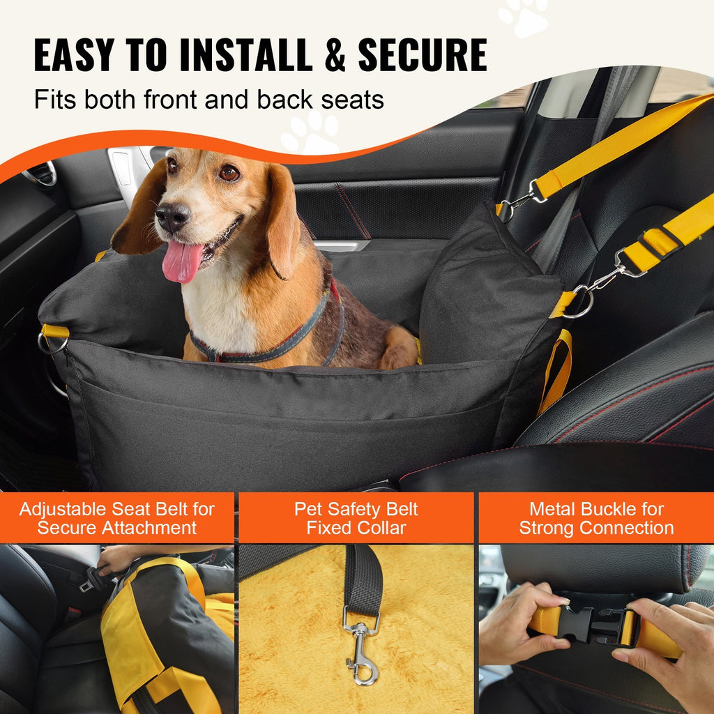 ComfortGuard Booster Seat – Premium Car Travel Bed for Small Dogs (Up to 25 lbs)