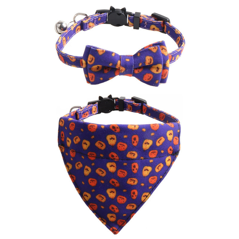 Halloween Cat & Small Dog Collar Set 🎃 (2-Piece Bandana + Bowtie)