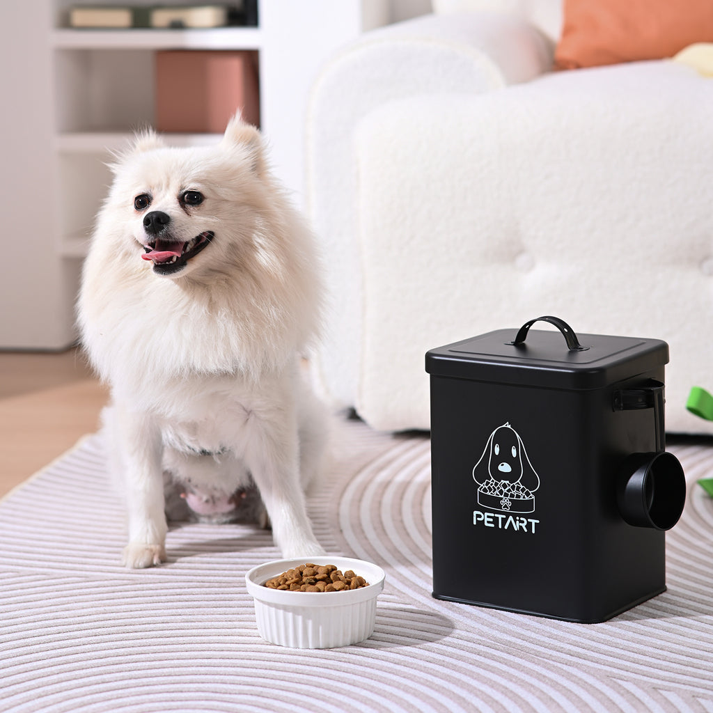 Airtight Pet Food Storage Bin – Metal Container with Scoop & Desiccant for Dog and Cat Food