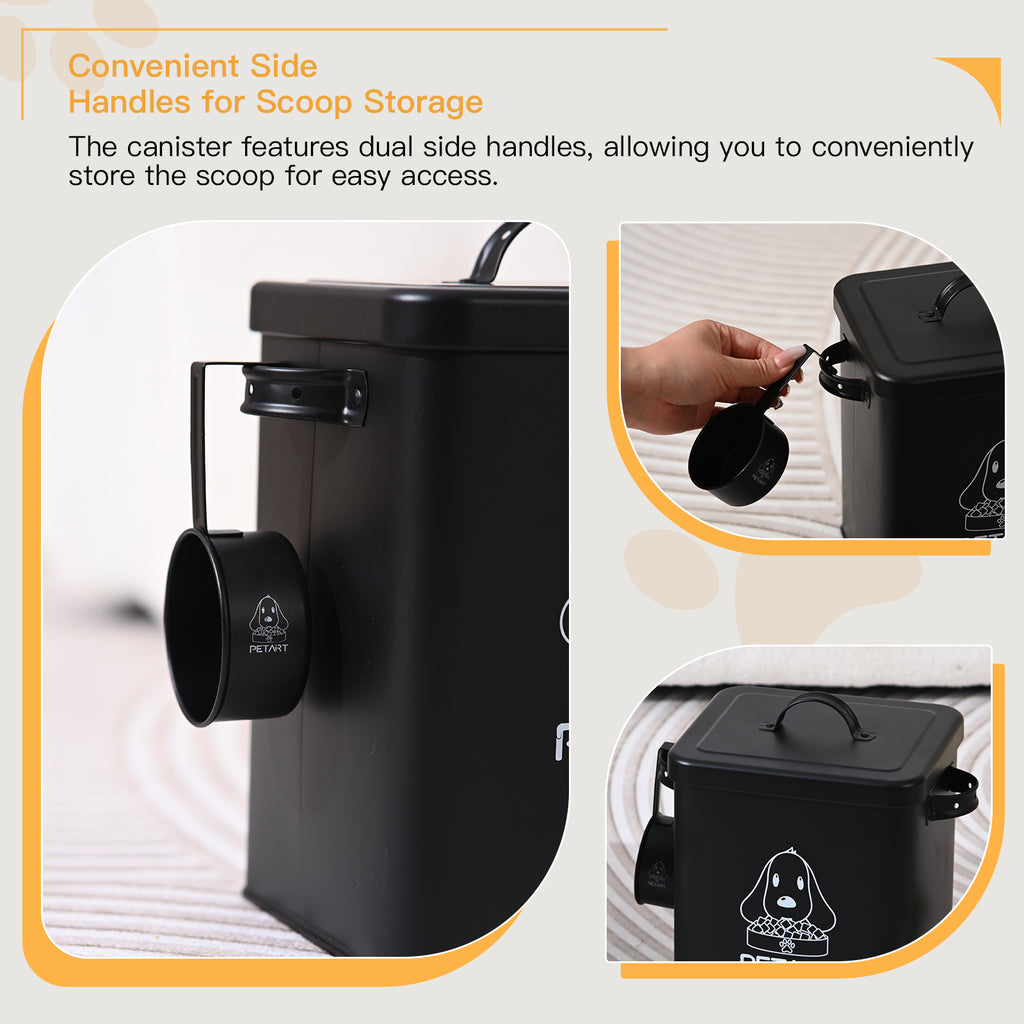 Airtight Pet Food Storage Bin – Metal Container with Scoop & Desiccant for Dog and Cat Food