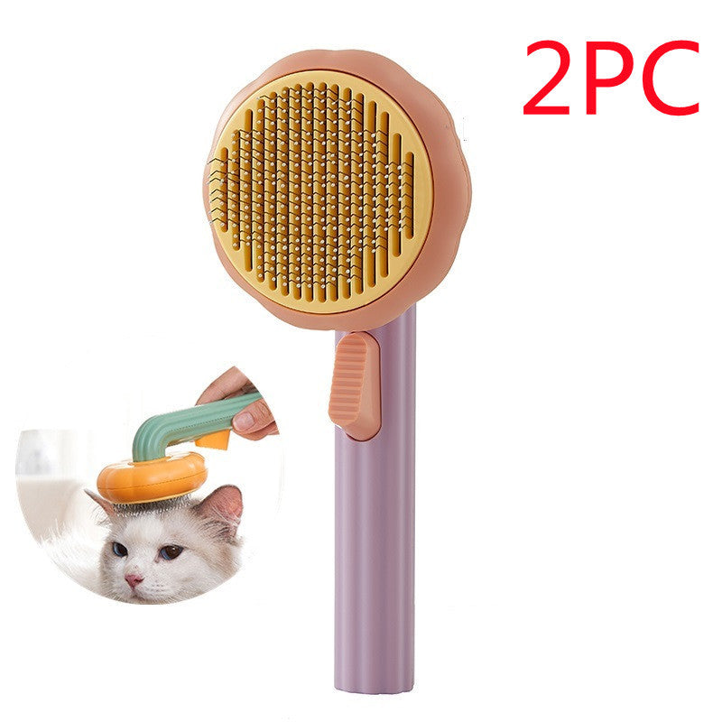 Self-Cleaning Pet Grooming Brush – Gentle Steel Wire Comb for Cats & Dogs – Easy Hair Removal & Massage Tool