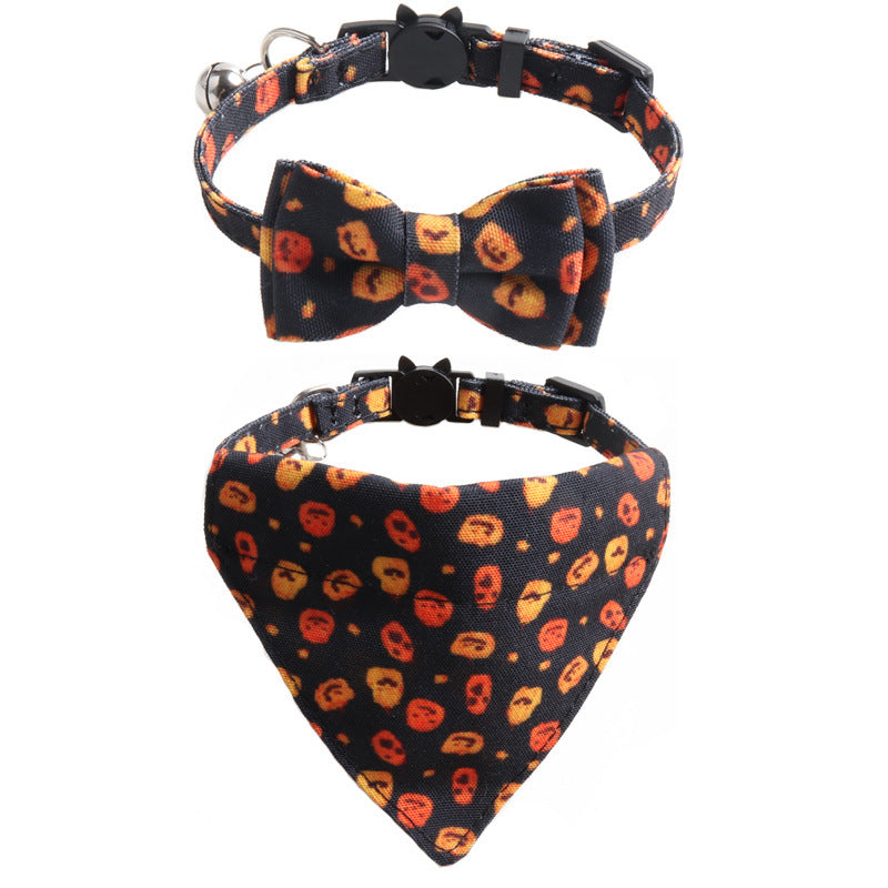 Halloween Cat & Small Dog Collar Set 🎃 (2-Piece Bandana + Bowtie)